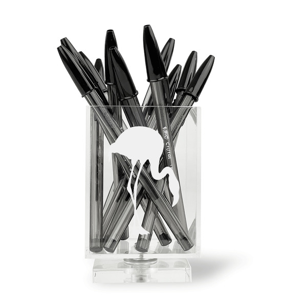 Pink Flamingo Acrylic Pencil Holder - FRONT