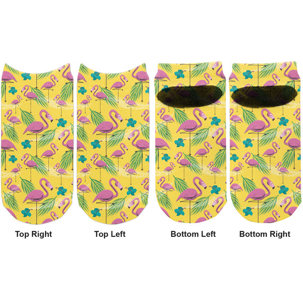 Pink Flamingo Adult Ankle Socks - Double Pair - Front and Back - Apvl