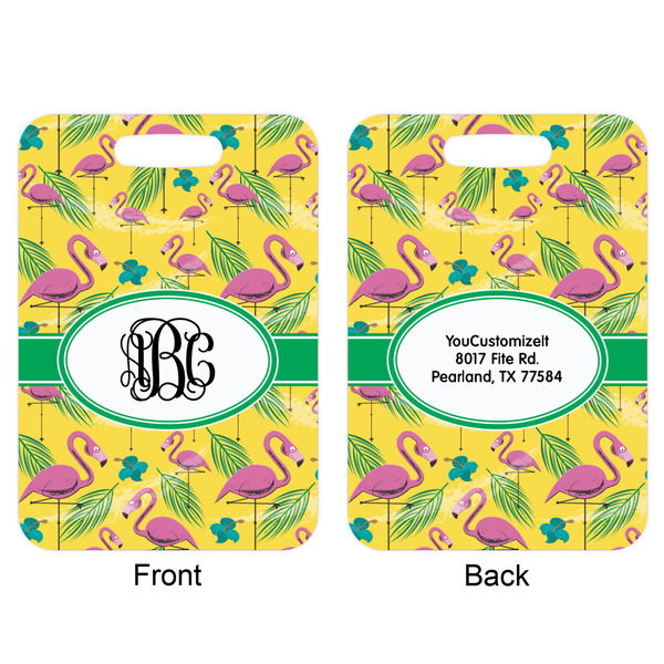 Pink Flamingo Aluminum Luggage Tag (Front + Back)