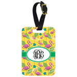 Pink Flamingo Metal Luggage Tag w/ Monogram