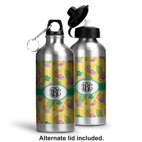 Pink Flamingo Aluminum Water Bottle - Alternate lid options