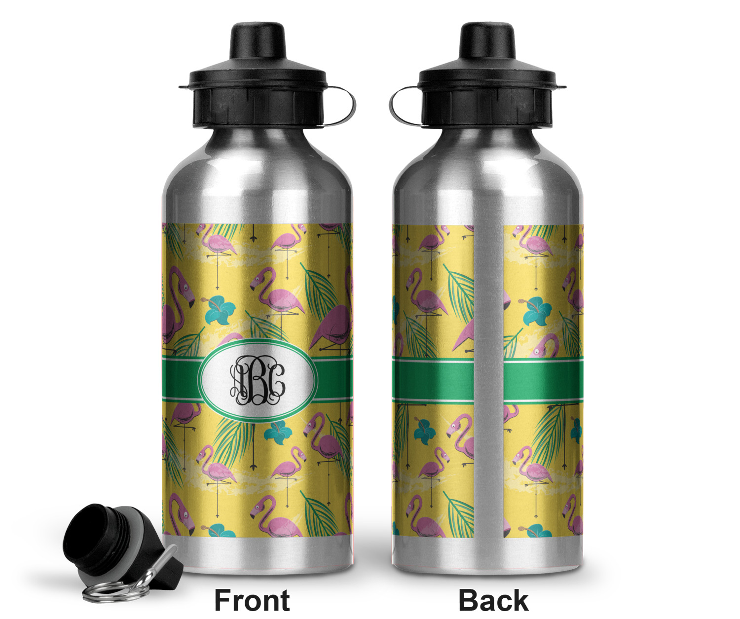 Pink Flamingo Water Bottle - Aluminum - 20 oz (Personalized