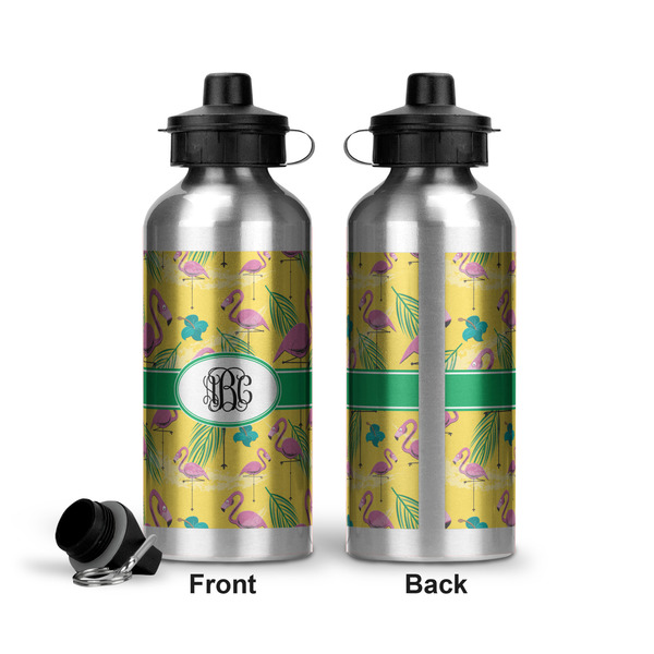 Pink Flamingo Aluminum Water Bottle - Front and Back