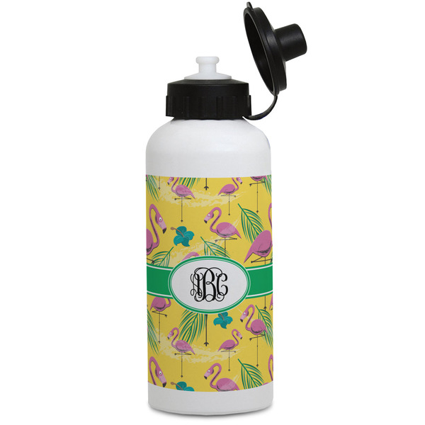 Custom Pink Flamingo Water Bottles - Aluminum - 20 oz - White (Personalized)