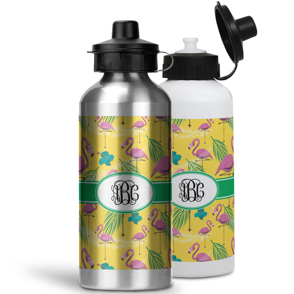 Pink Flamingo Aluminum Water Bottles - MAIN (white &silver)