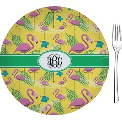 Pink Flamingo 8" Glass Appetizer / Dessert Plates - Single or Set (Personalized)