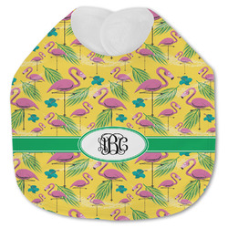 Pink Flamingo Jersey Knit Baby Bib w/ Monogram