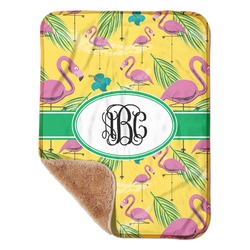 Pink Flamingo Sherpa Baby Blanket - 30" x 40" w/ Monograms