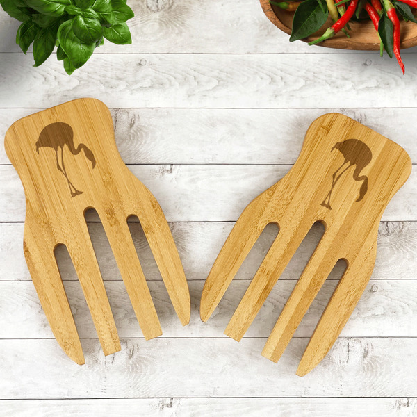 Pink Flamingo Bamboo Salad Hands - LIFESTYLE