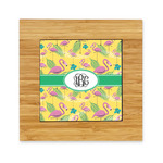Pink Flamingo Bamboo Trivet with Ceramic Tile Insert (Personalized)