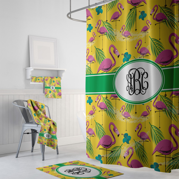 Pink Flamingo Bath Towel Sets - 3-piece - In Context