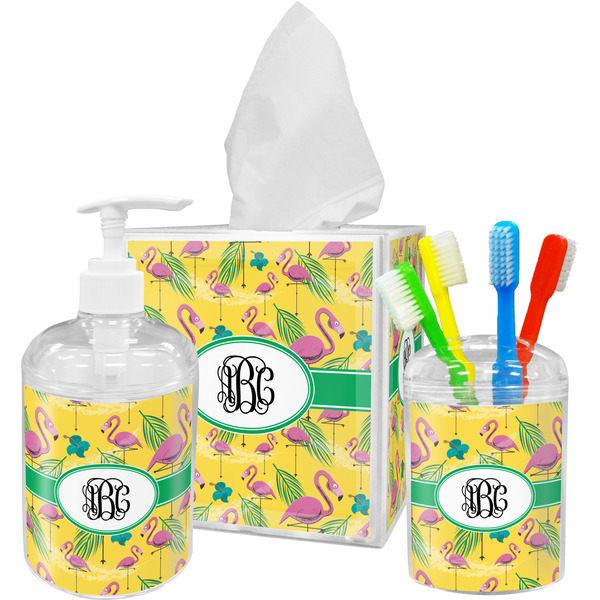 Pink Flamingo Bathroom Accessories Set (Personalized)