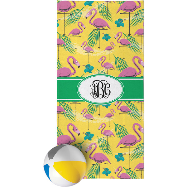 Custom Pink Flamingo Beach Towel (Personalized)