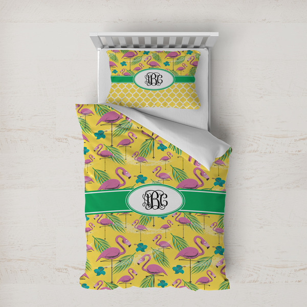 Custom Pink Flamingo Duvet Cover Set - Twin XL (Personalized)