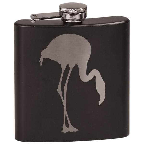 Custom Pink Flamingo Black Flask Set