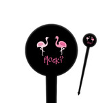 Pink Flamingo 4" Round Plastic Food Picks - Black - Double Sided