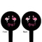 Pink Flamingo Black Plastic 4" Food Pick - Round - Double Sided - Front & Back