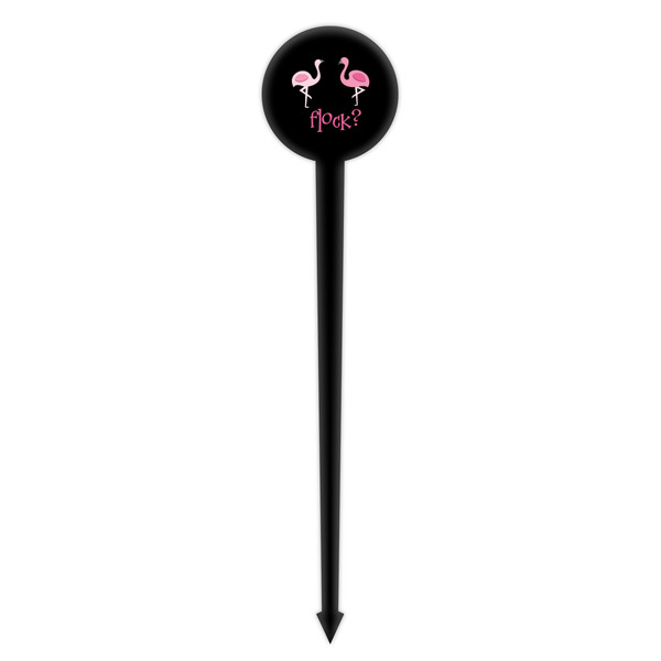 Pink Flamingo Black Plastic 4" Food Pick - Round - Single Pick