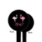 Pink Flamingo Black Plastic 4" Food Pick - Round - Single Sided - Front & Back