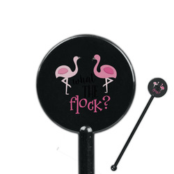 Pink Flamingo 5.5" Round Plastic Stir Sticks - Black - Double Sided