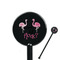 Pink Flamingo Black Plastic 5.5" Stir Stick - Round - Closeup