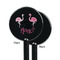 Pink Flamingo Black Plastic 5.5" Stir Stick - Single Sided - Round - Front & Back