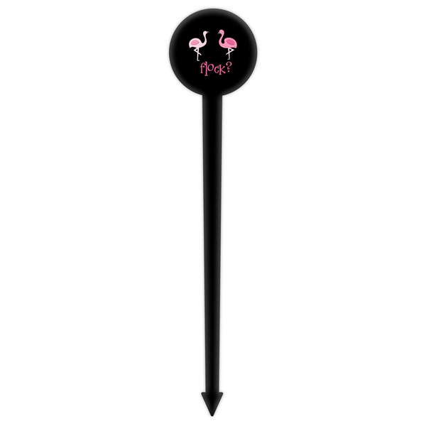 Pink Flamingo Black Plastic 6" Food Pick - Round - Single Pick