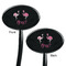 Pink Flamingo Black Plastic 7" Stir Stick - Double Sided - Oval - Front & Back