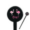 Pink Flamingo Black Plastic 7" Stir Stick - Round - Closeup