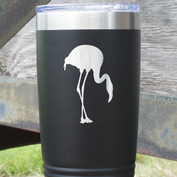 Pink Flamingo 20 oz Stainless Steel Tumbler - Black - Double Sided (Personalized)