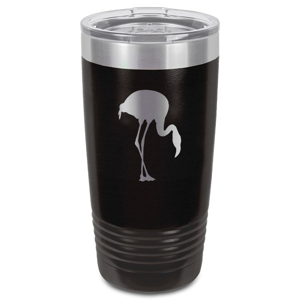 Pink Flamingo Black Polar Camel Tumbler - 20oz - Front