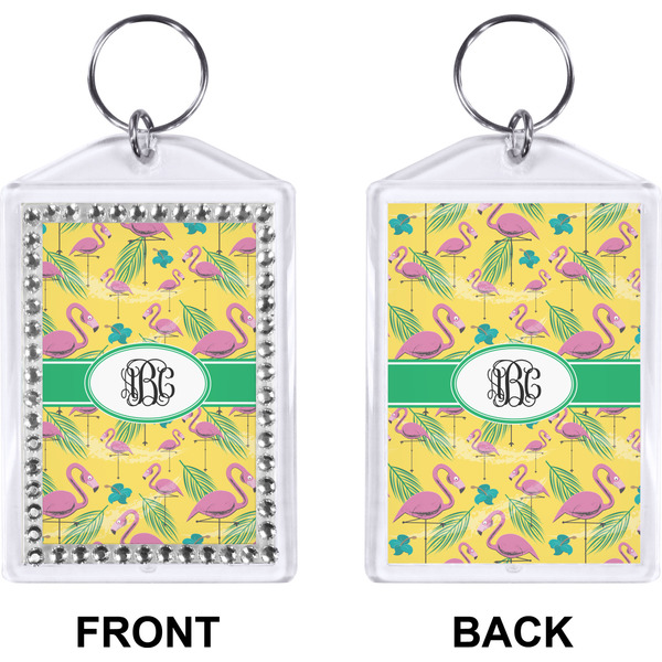 Pink Flamingo Bling Keychain (Front + Back)