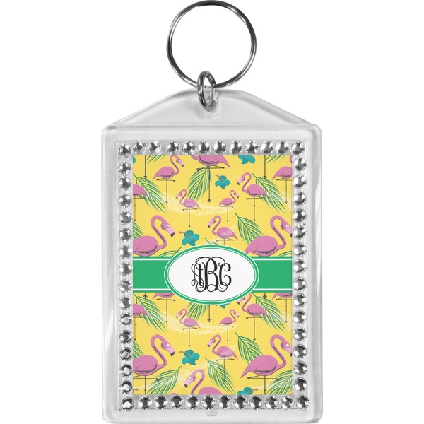 Custom Pink Flamingo Bling Keychain (Personalized)