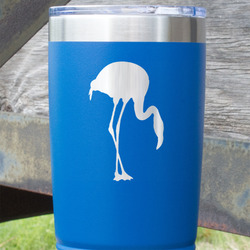 Pink Flamingo 20 oz Stainless Steel Tumbler - Royal Blue - Double Sided (Personalized)