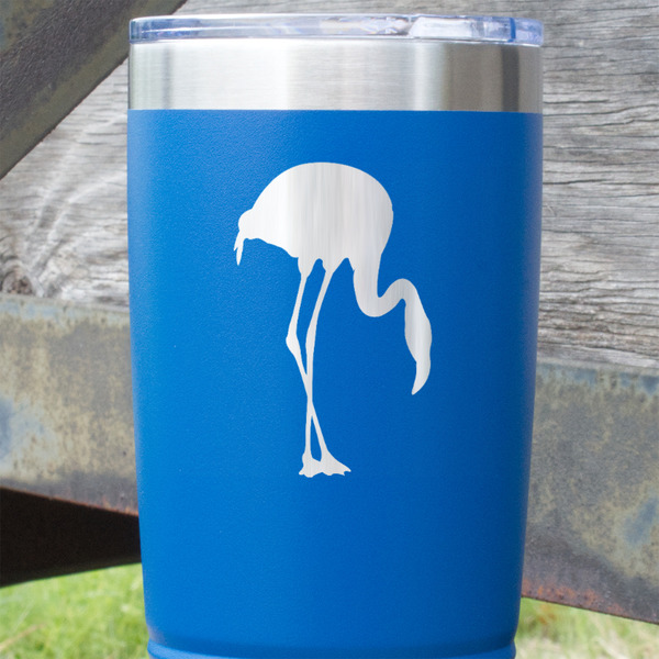 Pink Flamingo Blue Polar Camel Tumbler - 20oz - Close Up