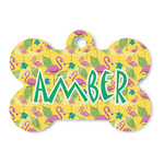 Pink Flamingo Bone Shaped Dog ID Tag (Personalized)
