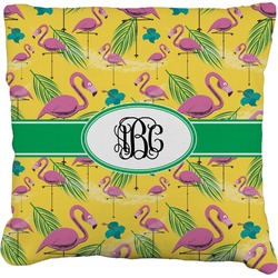 Pink Flamingo Faux-Linen Throw Pillow 18" (Personalized)