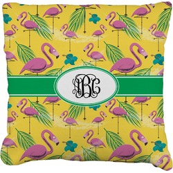 Pink Flamingo Faux-Linen Throw Pillow 20" (Personalized)