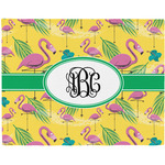 Pink Flamingo Woven Fabric Placemat - Twill w/ Monogram
