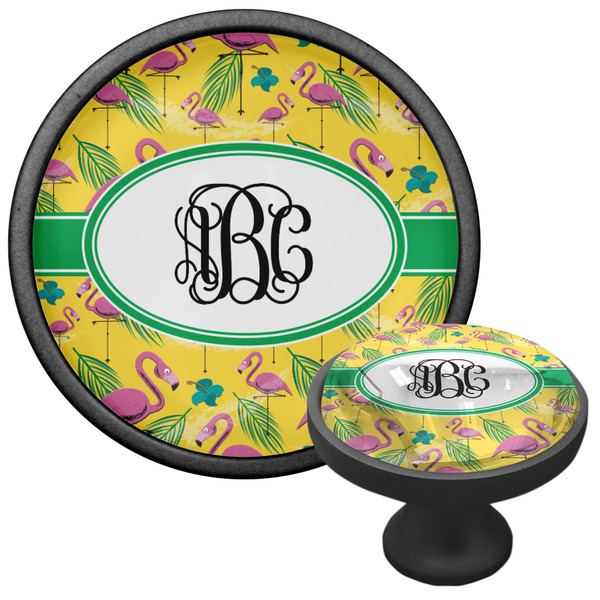 Pink Flamingo Cabinet Knob - Black - Multi Angle