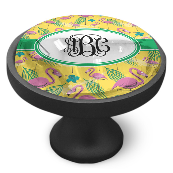 Pink Flamingo Cabinet Knob - Black - Side