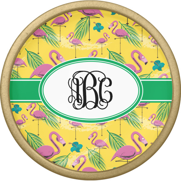 Pink Flamingo Cabinet Knob - Gold - Front