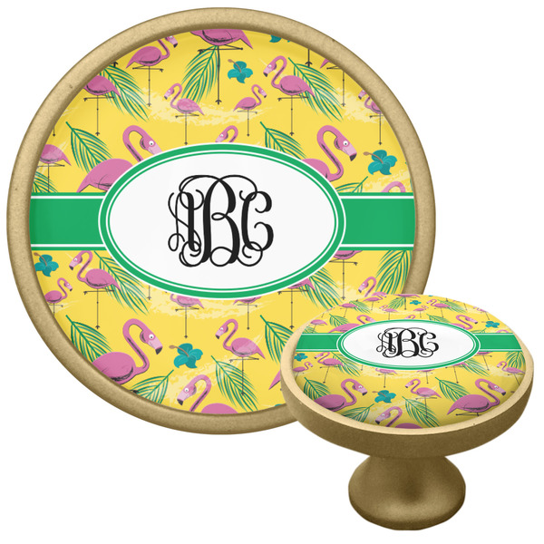Custom Pink Flamingo Cabinet Knob - Gold (Personalized)