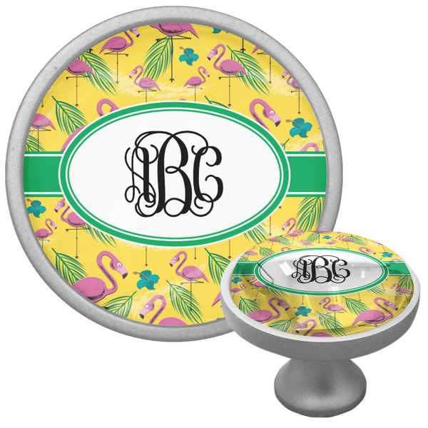Custom Pink Flamingo Cabinet Knob (Silver) (Personalized)