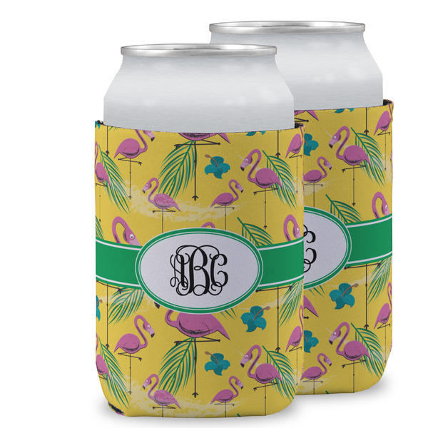 Custom Pink Flamingo Can Cooler (12 oz) w/ Monogram