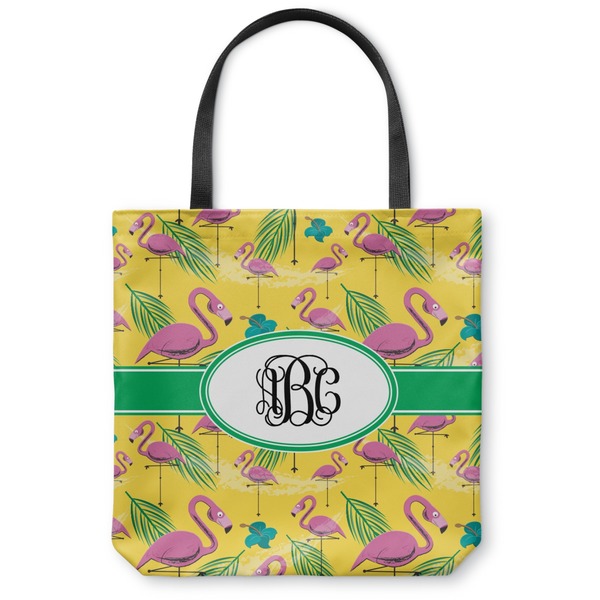 Custom Pink Flamingo Canvas Tote Bag - Large - 18"x18" (Personalized)