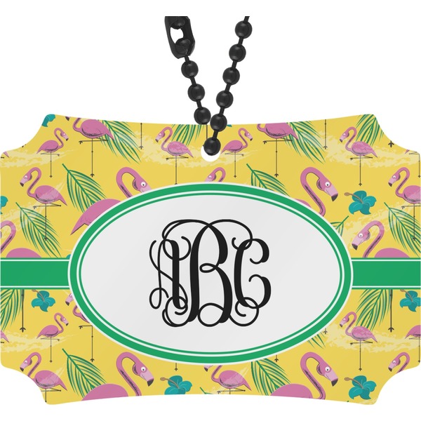 Custom Pink Flamingo Rear View Mirror Ornament (Personalized)
