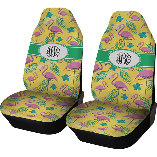 Custom Pink Flamingo Car Seat Covers (Set of Two) (Personalized)