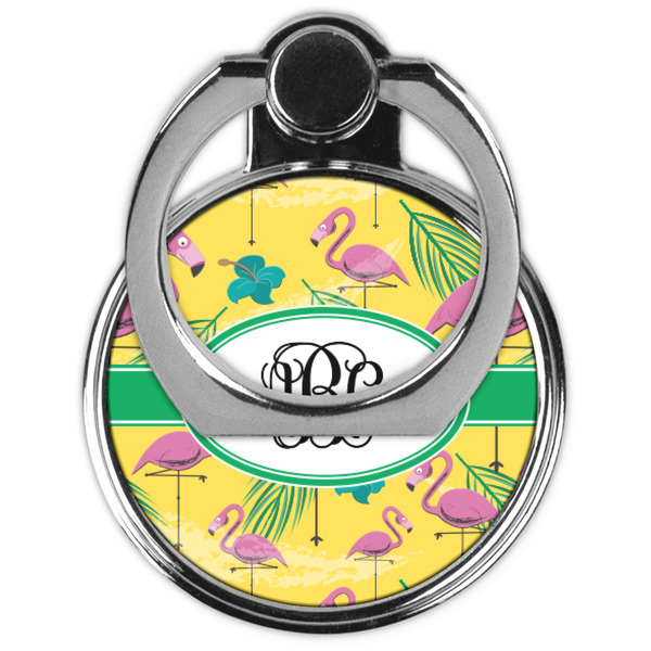 Pink Flamingo Cell Phone Ring Stand & Holder - Front (Collapsed)