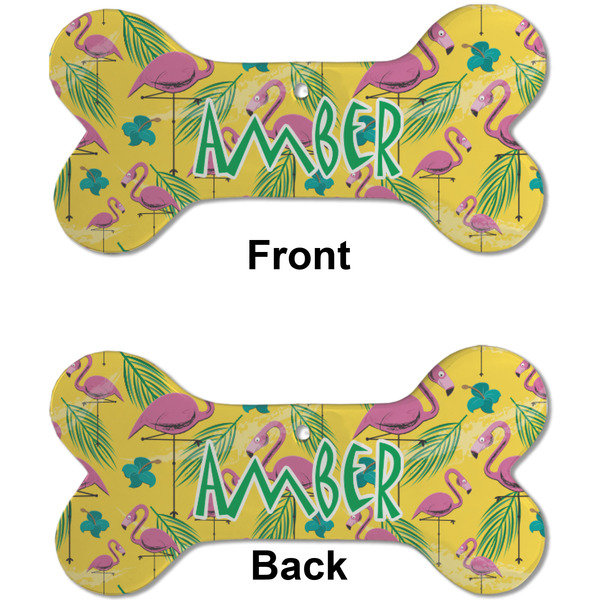 Pink Flamingo Ceramic Flat Ornament - Bone Front & Back (APPROVAL)